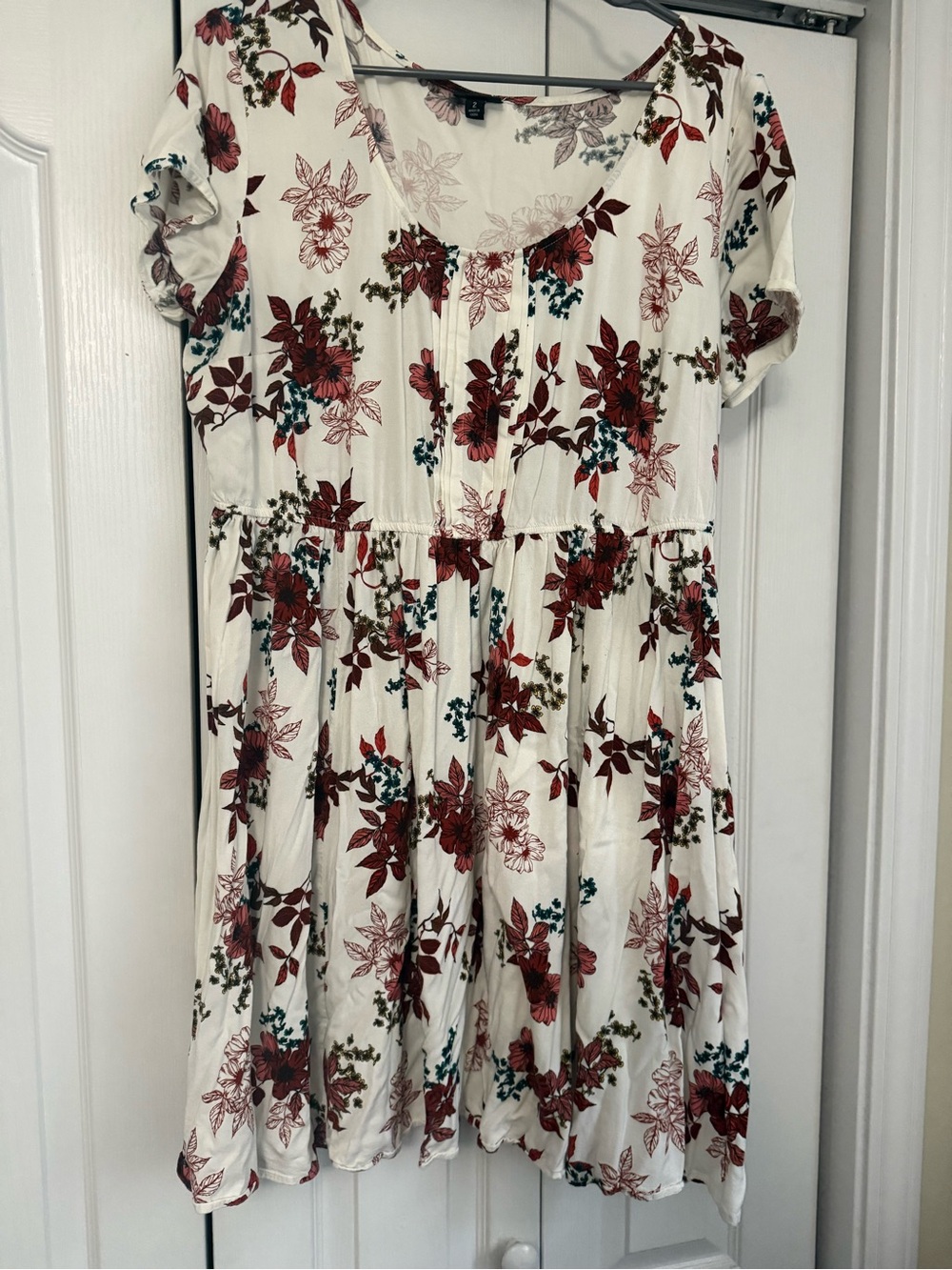 torrid Cream Dress with Red Floral Trim